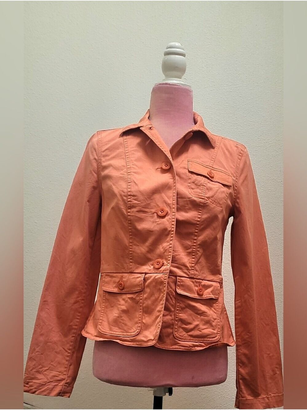 L.L. Bean Coral Utility Button-Front Jacket